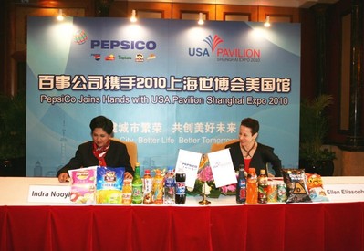 Ms. Indra Nooyi and Ms. Ellen Eliasoph Signing Contract