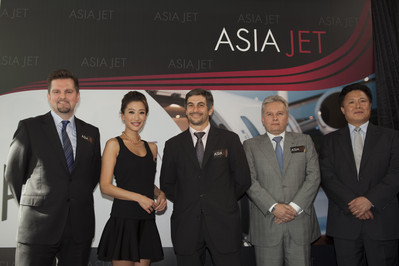 Asia Jet XLS  Launch. Photo of (Left) Mike Walsh, Jennifer Tse, Robert Jean Noel, Trevor Esling and Kevin Wu